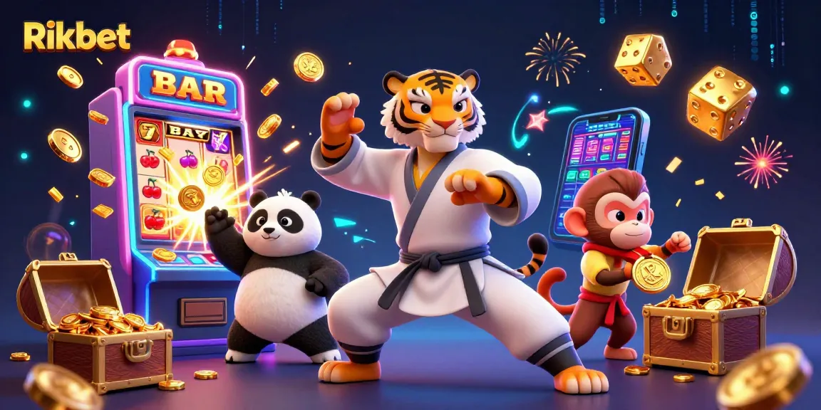 Engage with the Rikbet casino experience featuring colorful slots and fun cartoon characters.