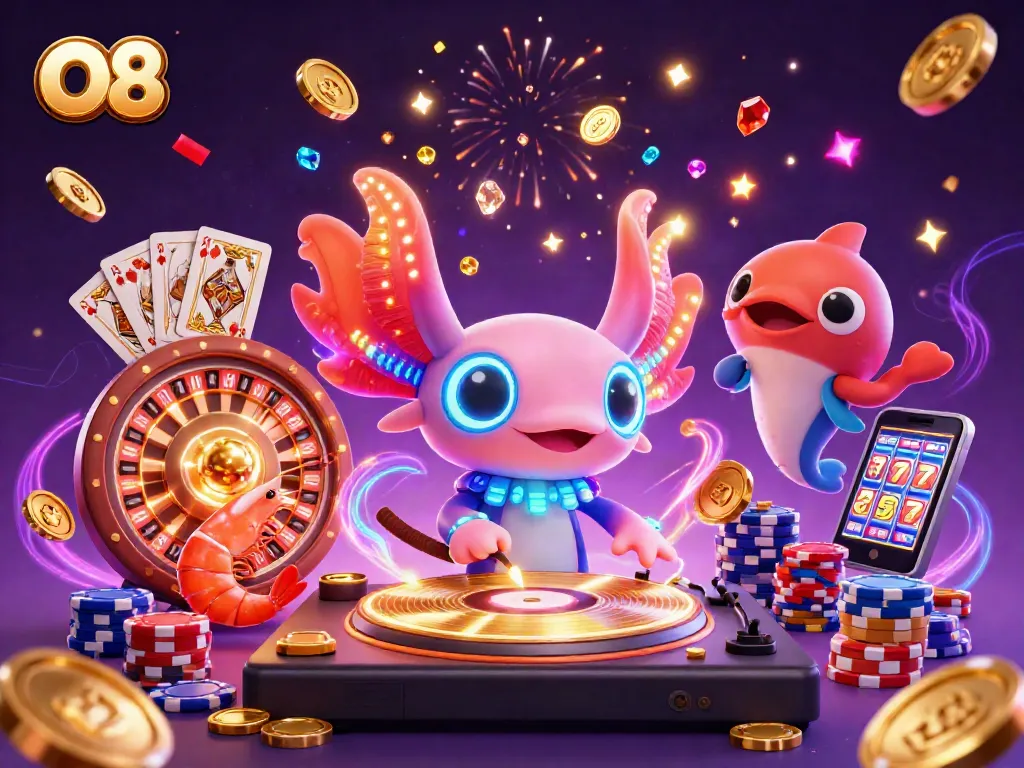 Spin the reels with O8 in a vibrant underwater casino scene full of excitement.