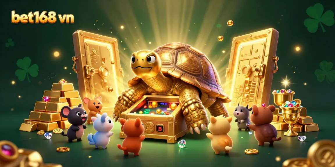 Experience excitement at bet168 vn with a colossal golden tortoise pinball machine and treasures!
