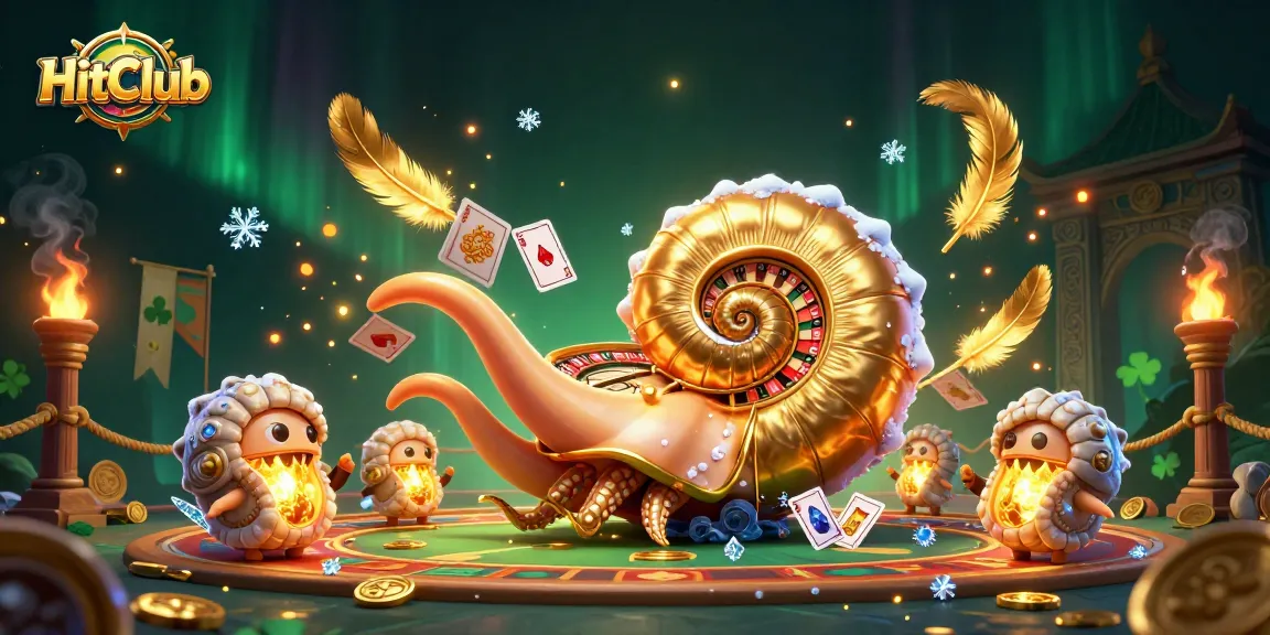 HitClub features an ancient nautilus roulette wheel with glowing companions amid casino excitement.