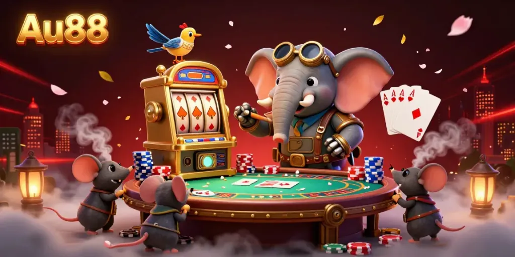 Engage in thrilling gameplay at Au88, featuring steampunk elements and dynamic poker action.