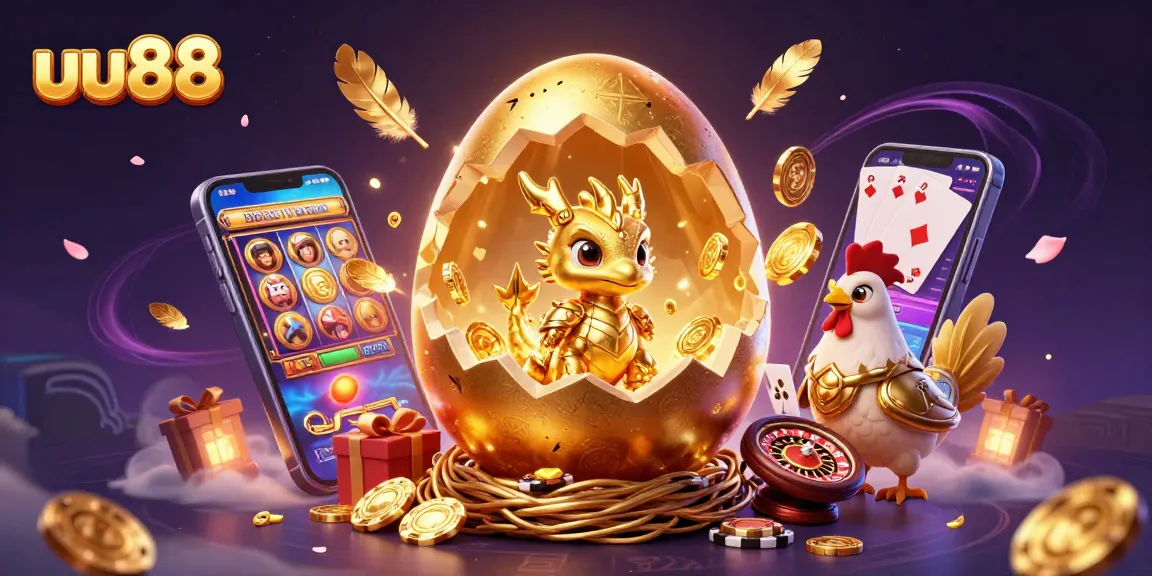 Spin to win at uu88 with golden dragon and poker chips in a vibrant casino scene.