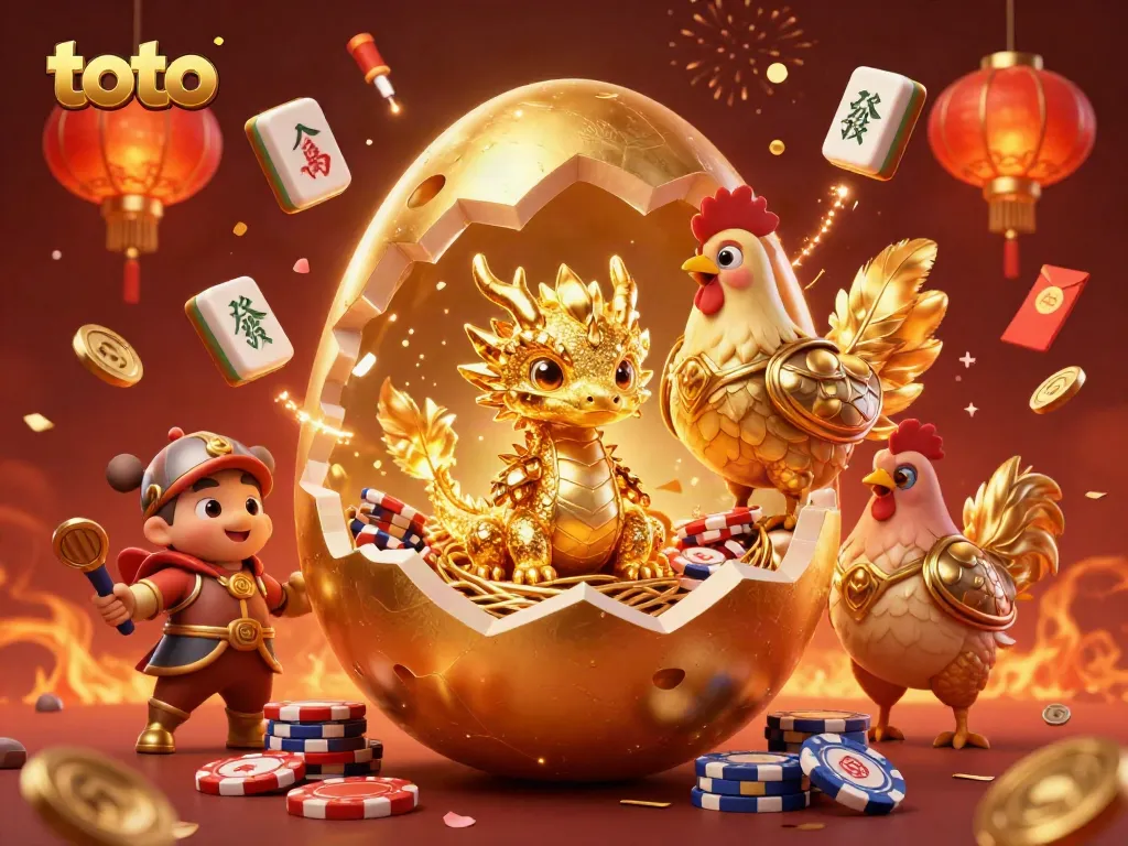 Engage with toto's exciting dragon-themed gaming experience amidst sparkling gold and festive elements.