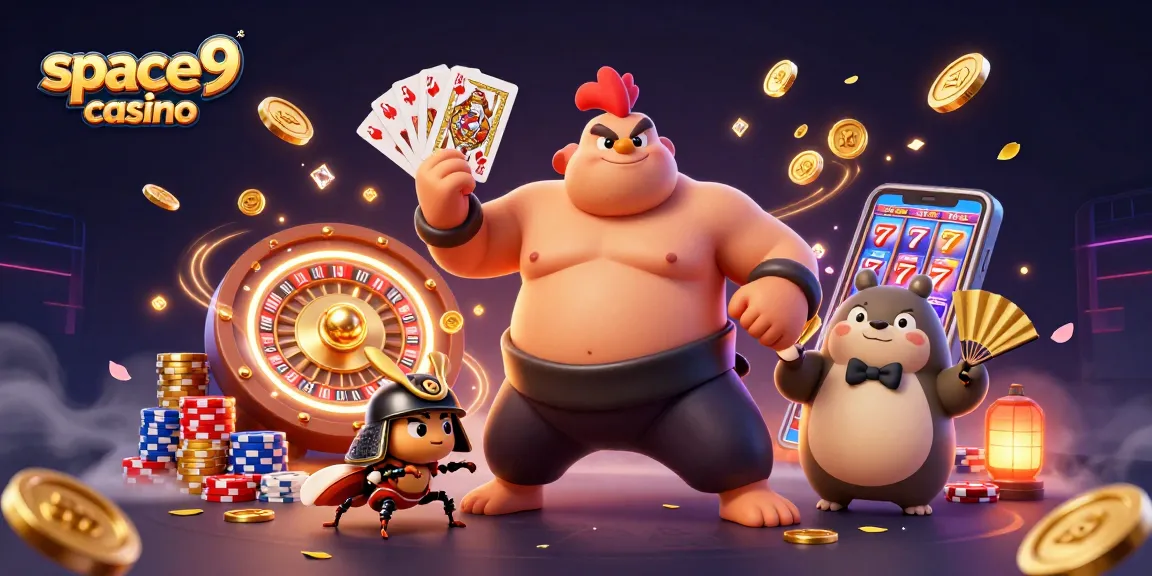 Experience space9 casino with a powerful sumo wrestler, fierce cricket, and vibrant game elements.