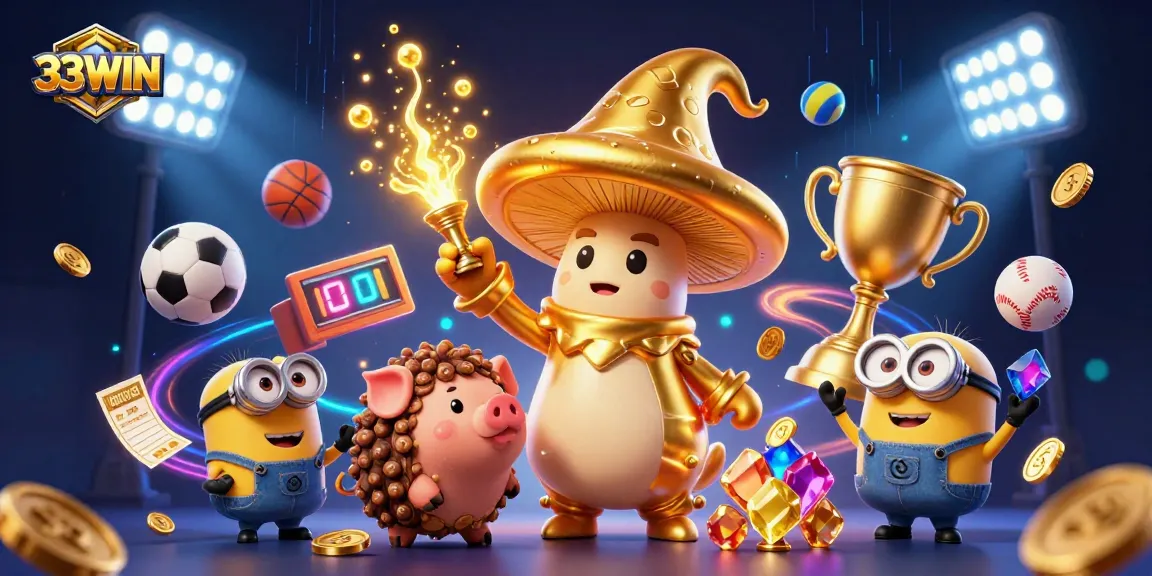 Experience the thrill of winning at 33WIN with vibrant gaming action and dynamic elements.