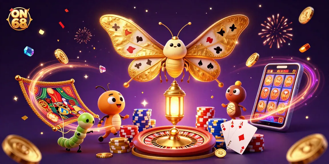 Experience thrilling action at ON 68 with dazzling casino elements featuring vibrant characters and games.