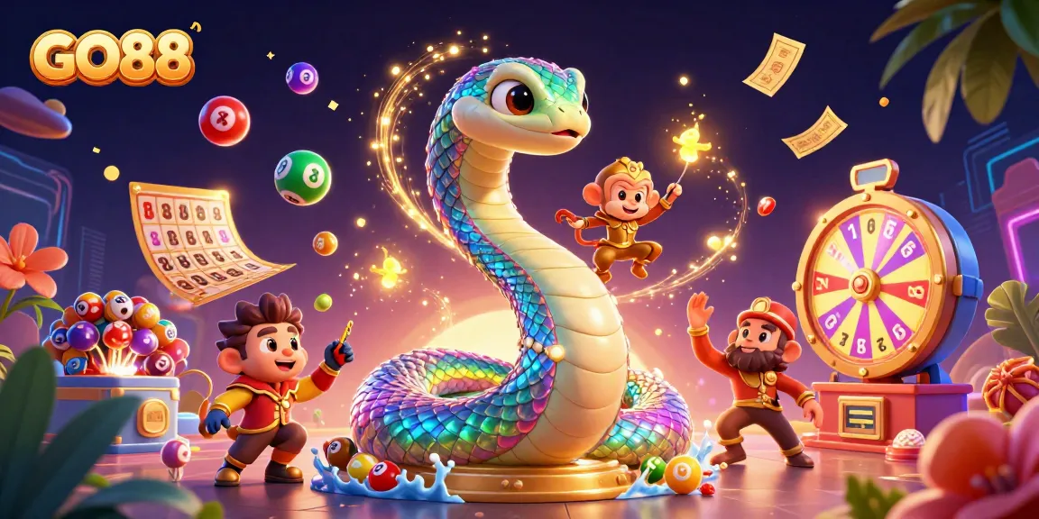 Engage with the vibrant world of GO88's online gambling featuring colorful lottery balls and games.