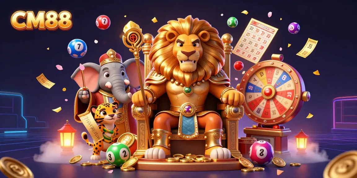 Experience thrilling wins with CM88's vibrant casino adventure illustrated in 3D cartoon form.
