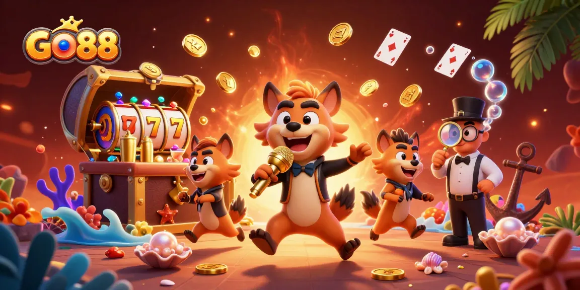 Experience the excitement of GO88 with lively hyenas at a comedic casino, where thrills and laughter abound.