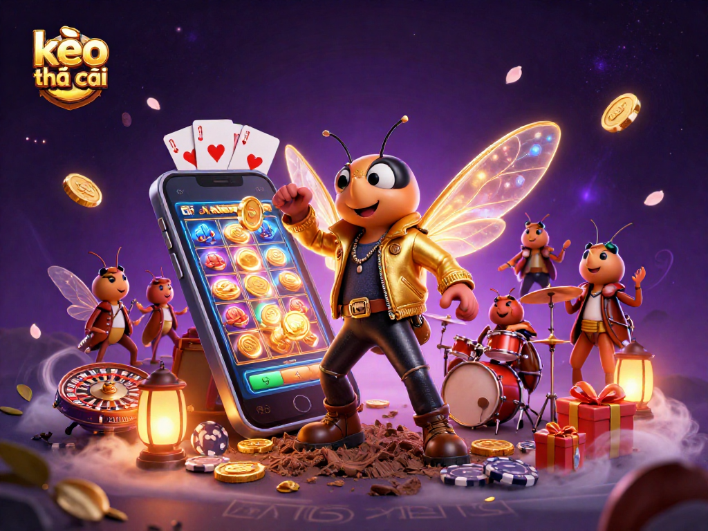 Engage with thrilling kèo nhà cái action as the cicada rock star and friends celebrate casino wins in vibrant 3D.