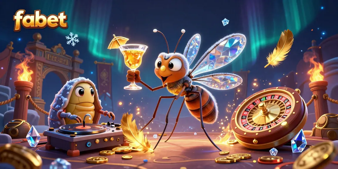 Experience thrilling gambling action with Fabet, featuring animated casino mascots and vibrant game elements.
