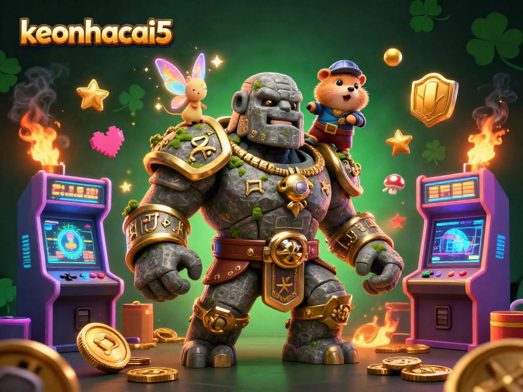 Engage with keonhacai5 as ancient guardians come alive in a vibrant casino landscape.