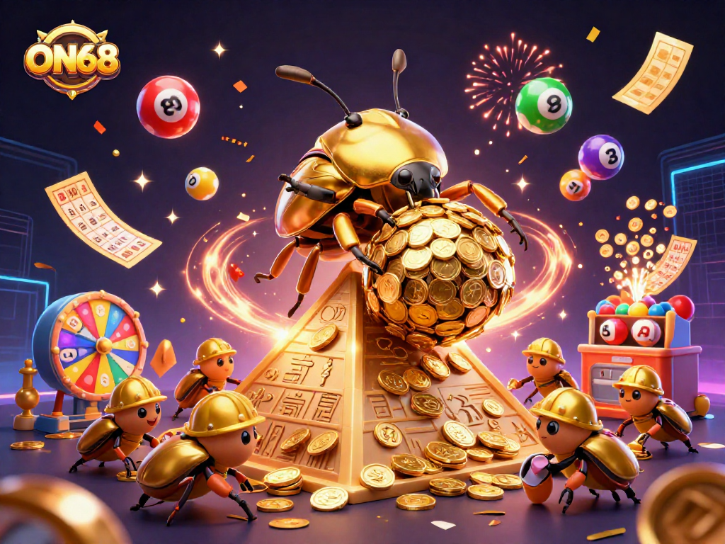 Experience thrilling wins at ON68 with golden beetles and exciting lottery elements.