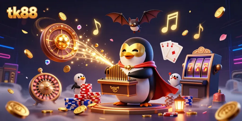 Experience thrilling gameplay with tk88 in a dazzling casino scene filled with excitement.