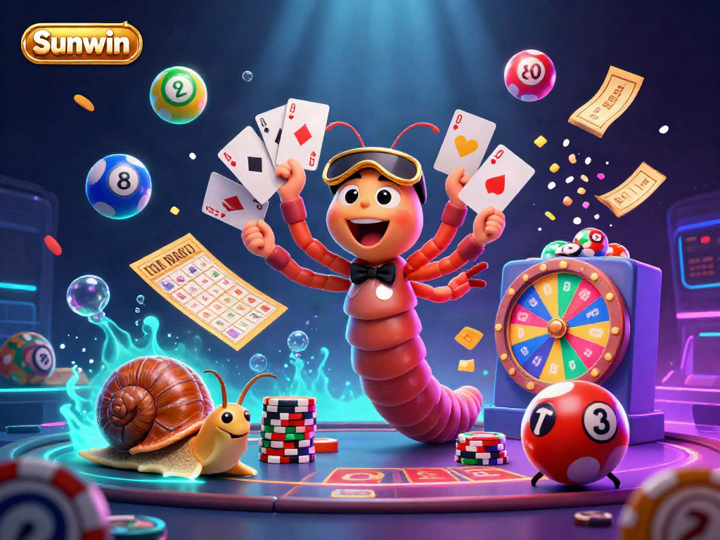Experience engaging gameplay with Sunwin's dynamic casino elements in a vibrant 3D illustration.
