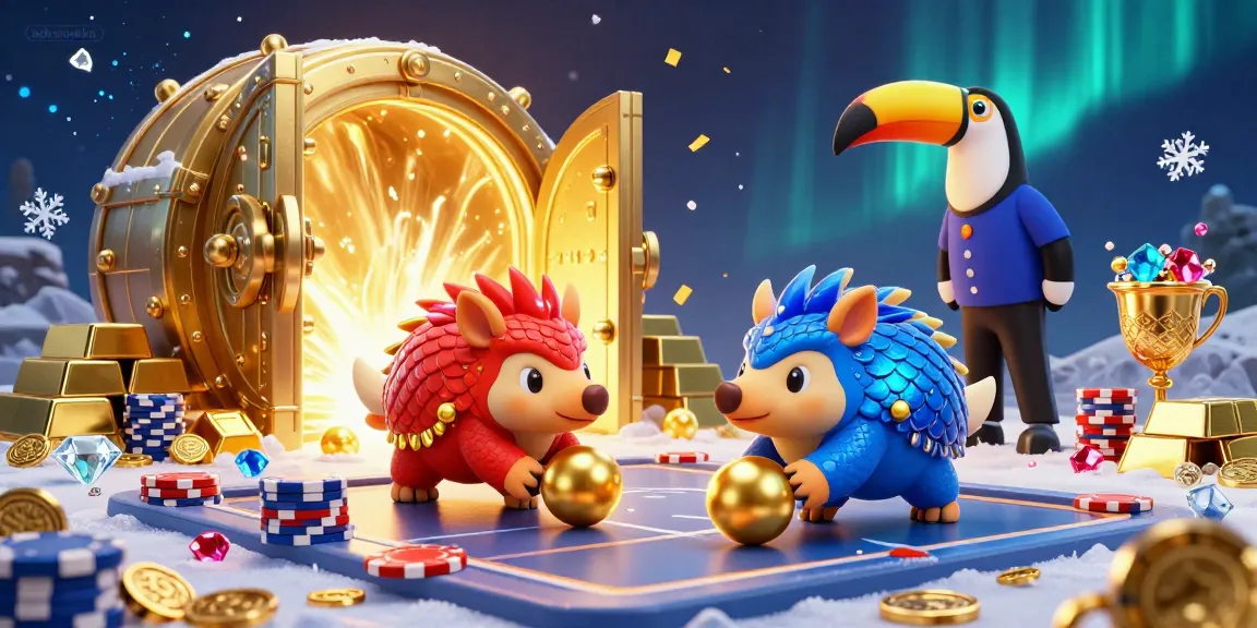 Engage with web sunwin through exciting gameplay as rival pangolins score through dynamic poker chip stacks in an energetic casino scene.