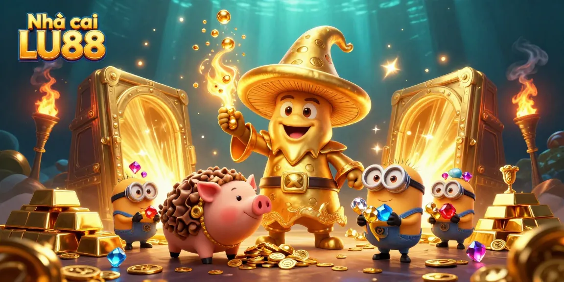 Join Nhà cái LU88 at a treasure-filled casino with golden magic and sparkling gems!