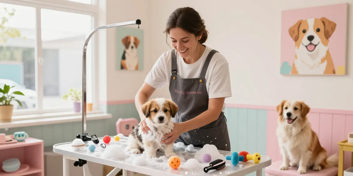 Reliable groomer providing gentle dog grooming services in a warm and inviting salon.