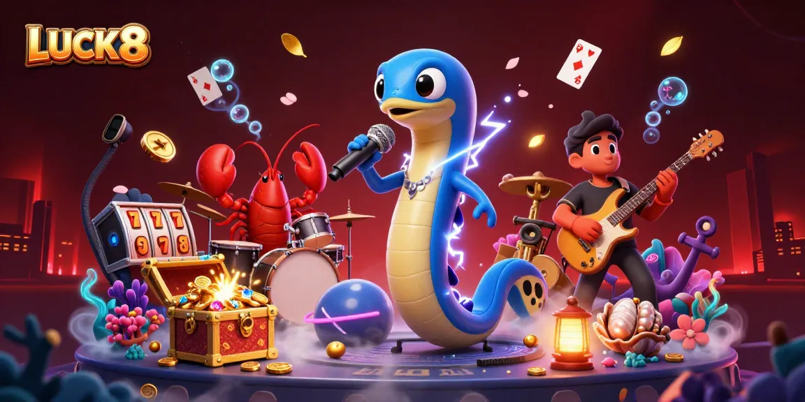 LUCK8 showcases an explosive underwater casino scene with lively characters and treasure-filled excitement.