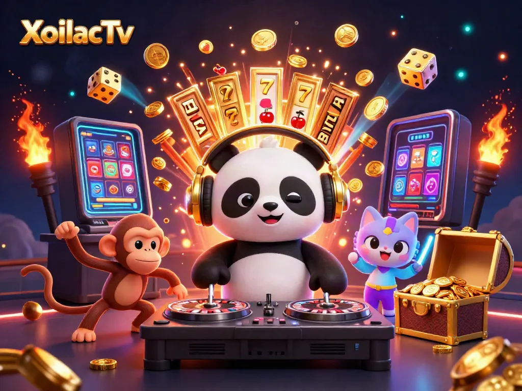 XoilacTv offers an exhilarating online gaming experience with engaging characters in a vibrant casino scene.