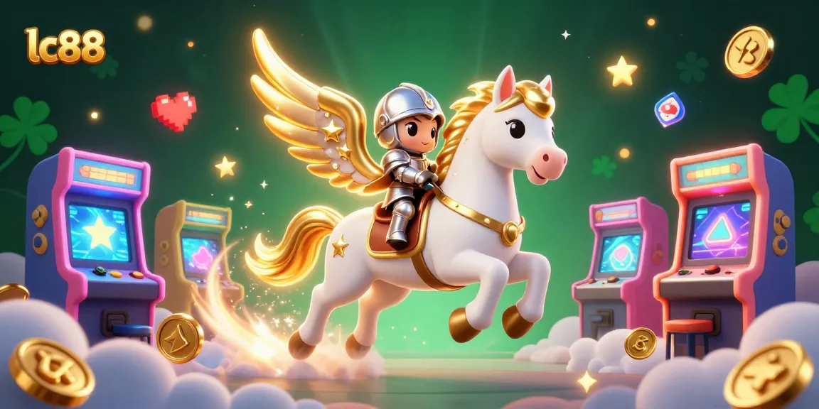 Spin and win at lc88 with a dynamic and vibrant 3D illustration featuring gaming elements and celestial themes.