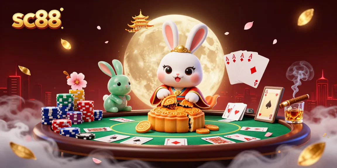 Experience thrilling poker adventures as sc88 reveals moon rabbit charm with chips and casino features.