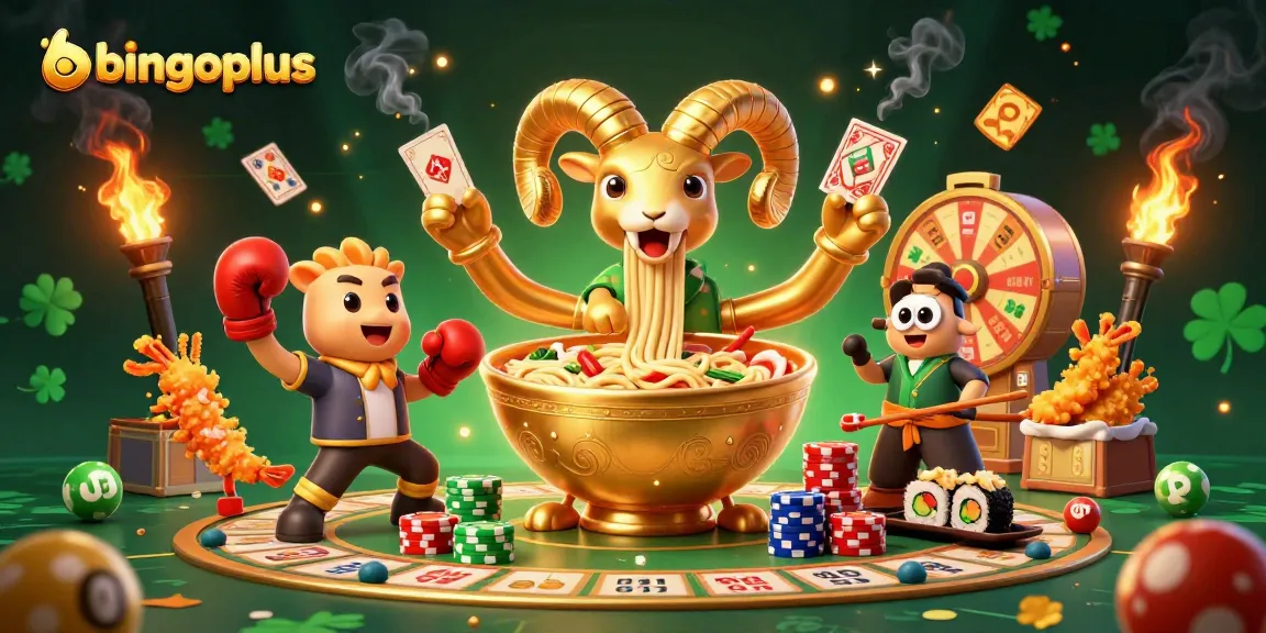 Engage in bingo gaming excitement with bingoplus as characters play dynamic games amidst glowing coins and vibrant visuals.