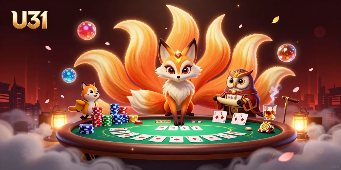 Engage with U31's vibrant casino experience featuring colorful characters and dynamic poker elements.