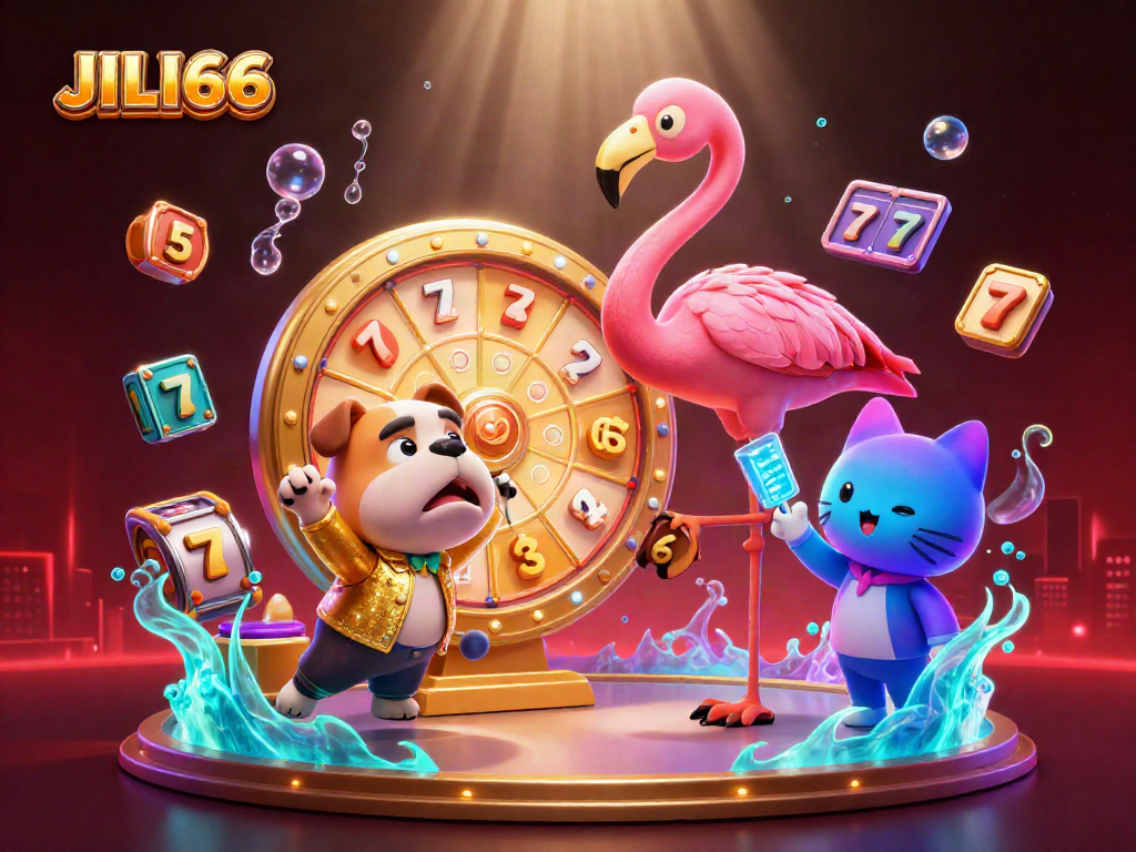 Experience thrilling gameplay at JILI66 with exciting slots, flamingo game show host, and vibrant action.