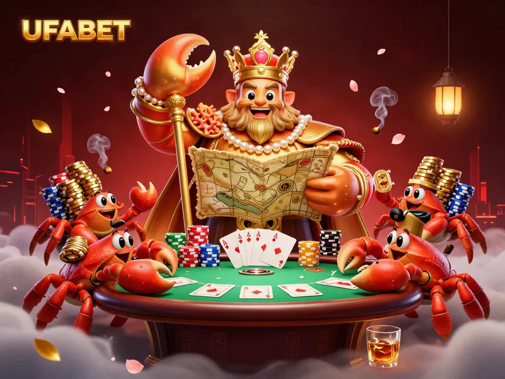 Experience the thrill of UFABET with lively 3D cartoon characters and vibrant poker elements.