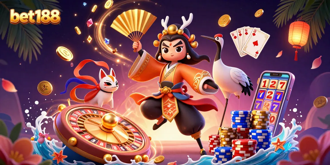 Engage with the thrill of gaming at bet188 featuring vibrant casino elements and characters.