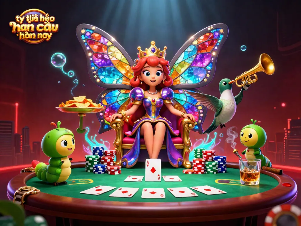 Experience exciting tỷ lệ kèo nhà cái hôm nay with vibrant casino-themed illustration featuring poker elements.