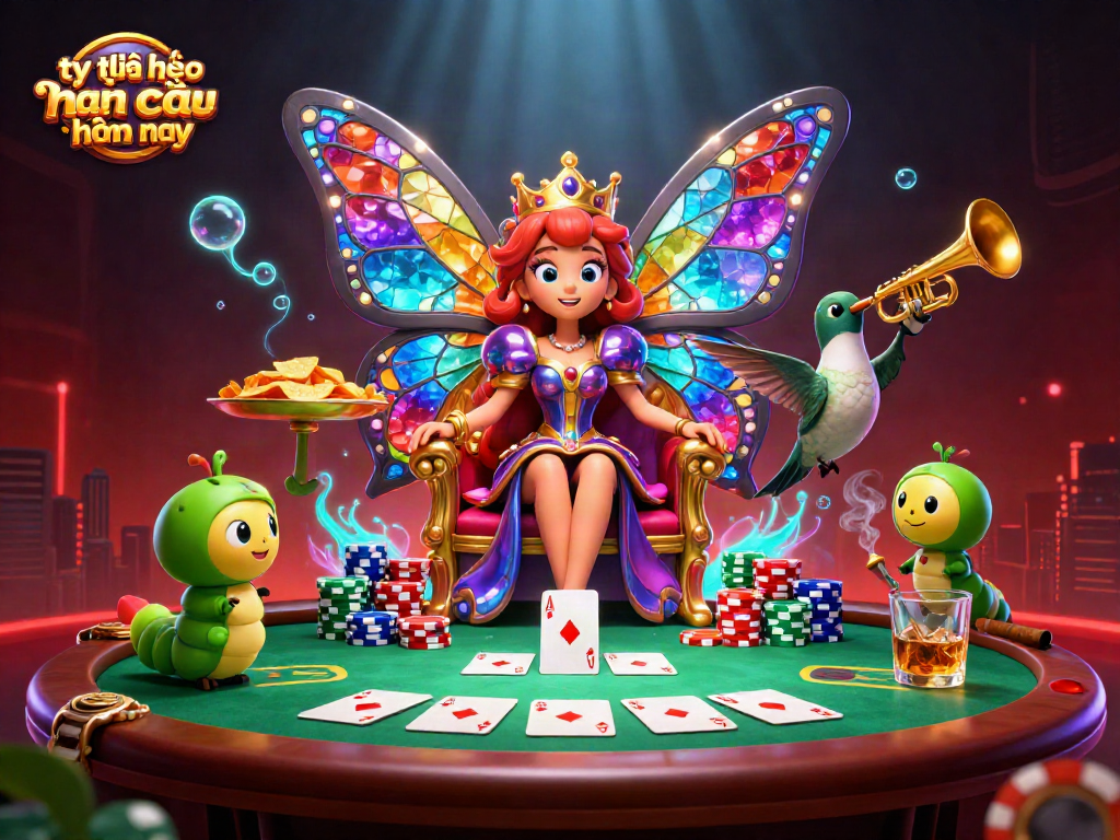 Experience exciting tỷ lệ kèo nhà cái hôm nay with vibrant casino-themed illustration featuring poker elements.
