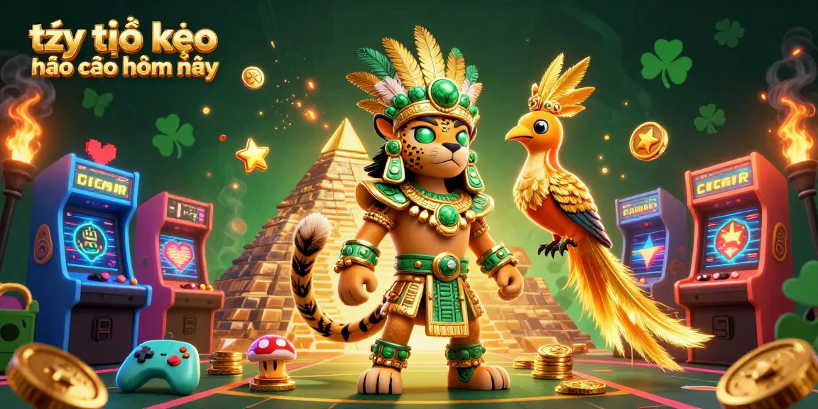 Bet on tỷ lệ kèo nhà cái hôm nay with a vibrant Mayan-inspired casino scene featuring interactive game elements.