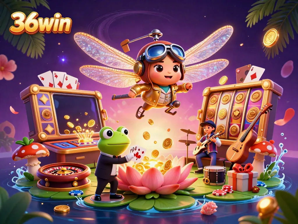 Experience thrilling gameplay at 36win with vibrant casino characters in a lively setting.