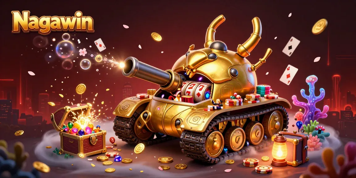 Enhance your gameplay with the vibrant Nagawin casino experience featuring a dynamic 3D illustration.