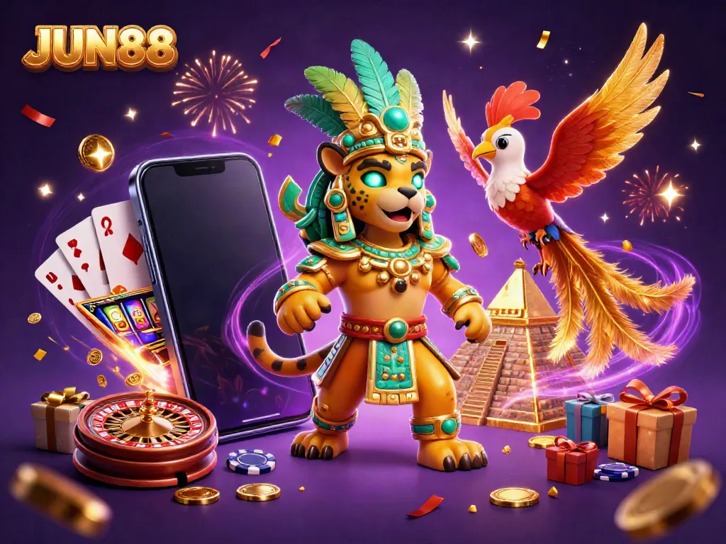 Experience thrilling gameplay at JUN88 with vibrant casino elements and dynamic characters.