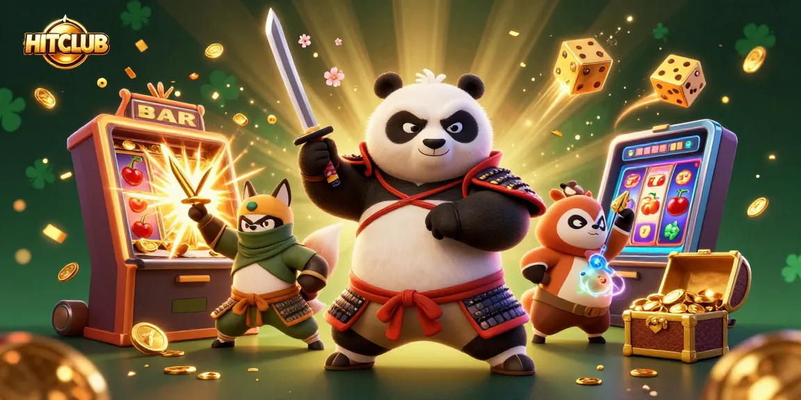 Experience HITCLUB's thrilling casino adventures with samurai panda and ninja fox amidst explosive jackpot action.