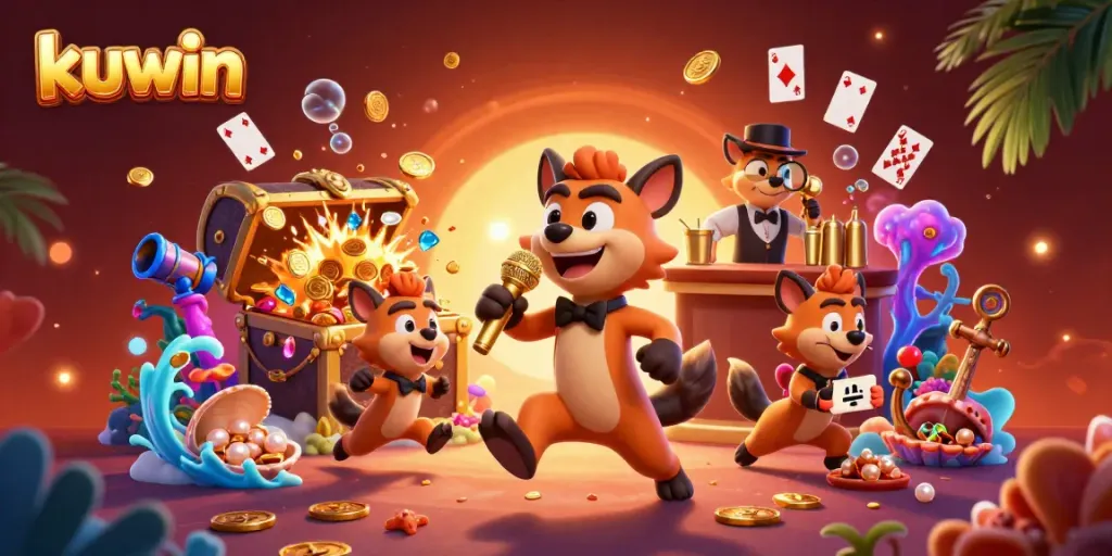Kuwin hyenas entertain at a vibrant casino club scene with shimmering treasures.