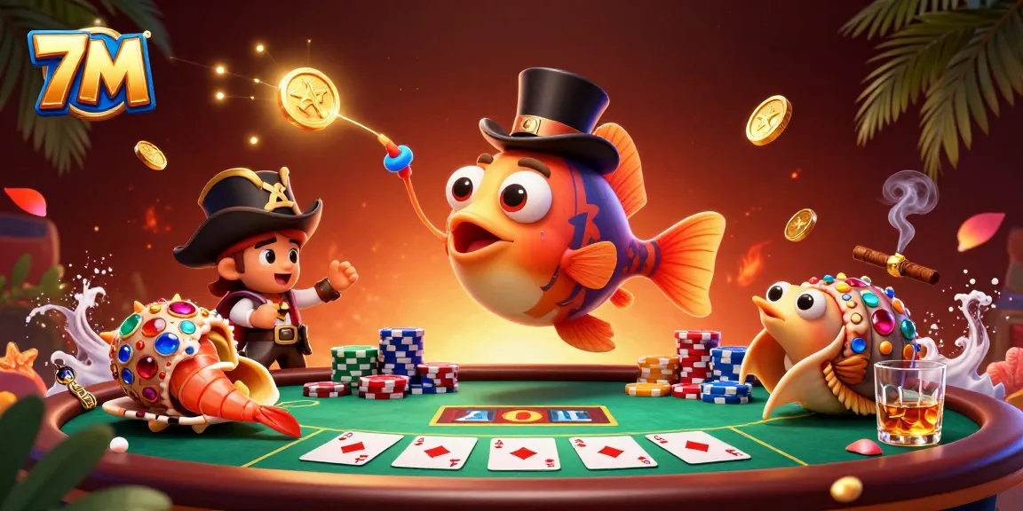 Engage with thrilling casino action featuring 7M characters in a vibrant poker scene.