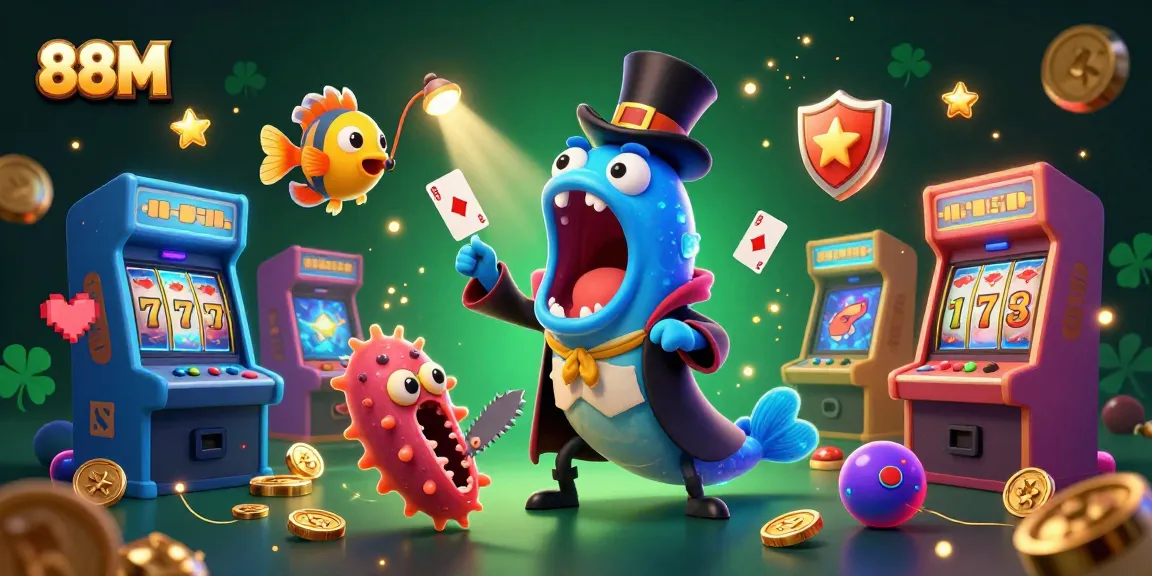 Experience the thrilling magic at 88M with captivating characters performing in this vivid casino-themed scene.
