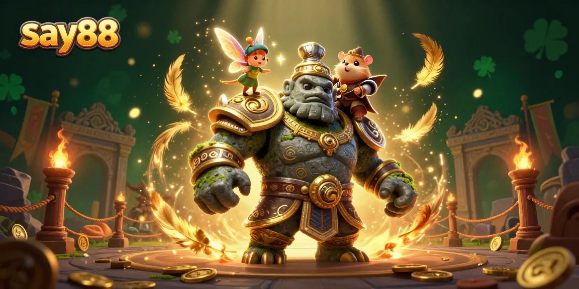 Engage with say88's exciting gaming experience through a magical 3D illustration featuring unique characters.