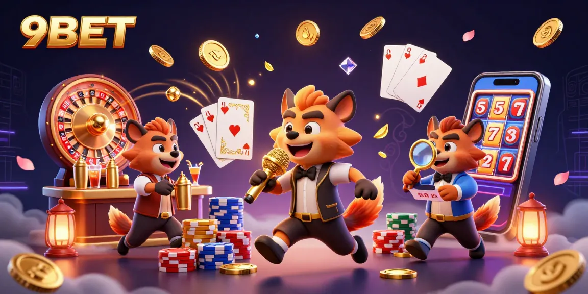 Experience the thrills of 9BET with hyenas in a lively casino scene featuring jokes, drinks, and ID checks.