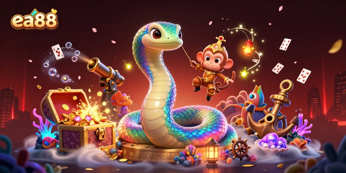 Experience the vibrant world of ea88 with a colorful fantasy scene filled with casino elements and magical characters.
