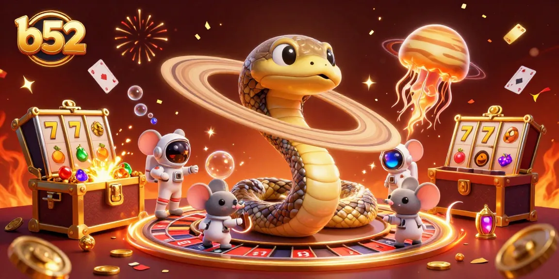 B52 players enjoying a thrilling casino experience with vibrant games and a cosmic atmosphere.