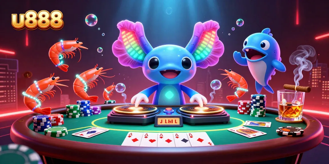 Experience thrilling action with u888 at this vibrant poker scene featuring dynamic casino characters.