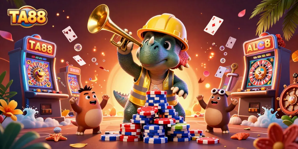 TA88 showcases a thrilling scene of gambling excitement with vibrant casino characters and elements.