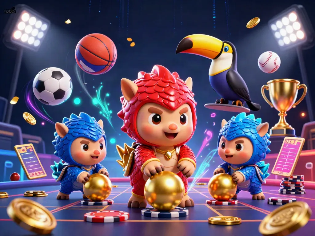 Watch rivalling pangolins bowling through poker chips in a vibrant red881 casino scene.