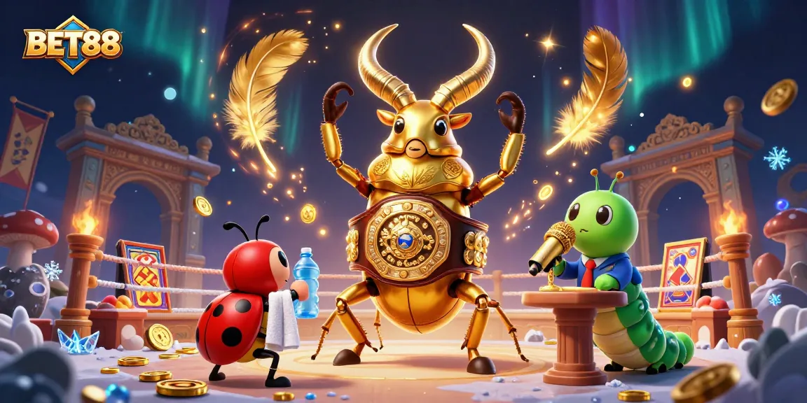 Experience thrilling gameplay with BET88's immersive visual of a giant golden stag beetle as champion.