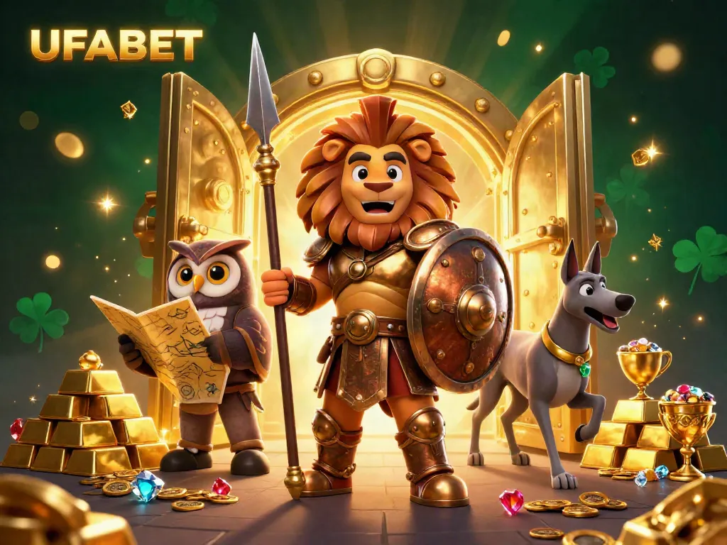 Spin the reels and unlock treasures at UFABET with stunning lion, owl, and greyhound in glorious 3D.